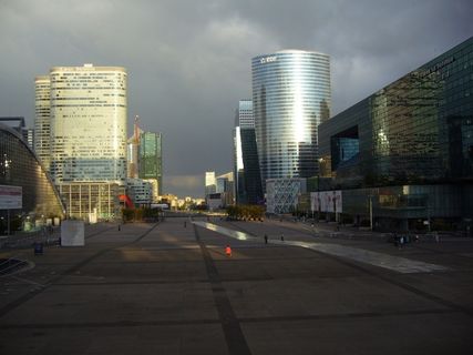 巴黎、法国、landmark、la defense、sky、clouds、gewitterstimmung、sunbeam