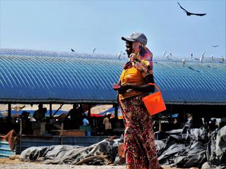 渔村, 休息, 人, 成人, 风格, 服装, 一, 女人