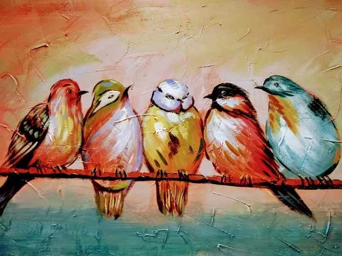 红色，艺术，蓝色，黄色，动物，鸟类，喙，鸟