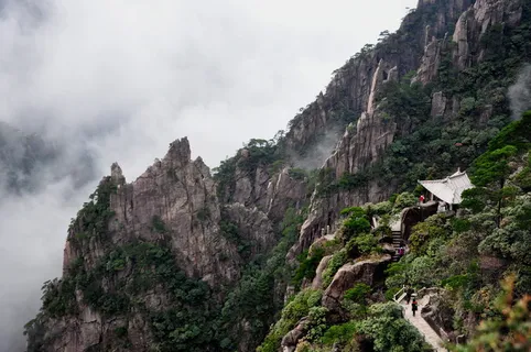 绿叶树,自然,山,景观,岩石,旅游,黄山,中国 绿叶树,自然,山,景观,岩石,旅游,黄山,中国