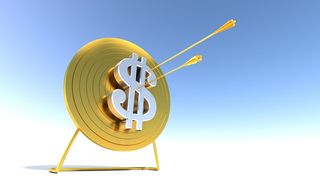 金色、银色美元符号艺术品、箭头、靶子、靶心、球门、瞄准、圆圈