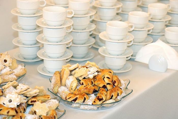精选、聚焦照片、面包、茶杯、桌子、蛋糕、款待、餐饮