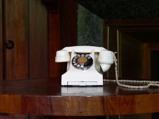 电话，办公室，技术，电话，室内，复古风格，木质材料，桌子