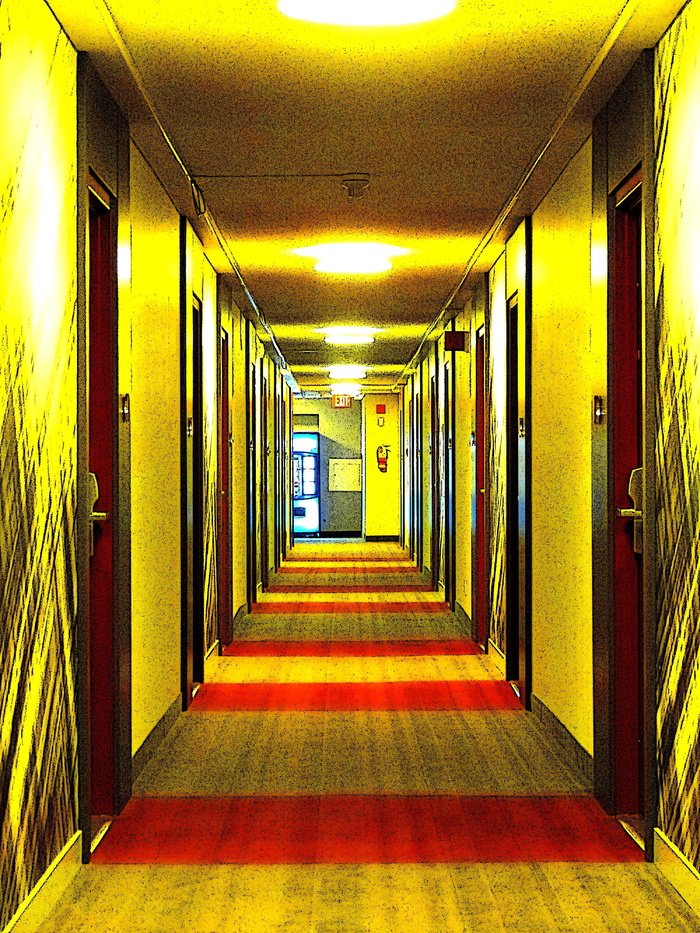 走廊、照明、酒店、漫画、建筑、建筑、室内、设计