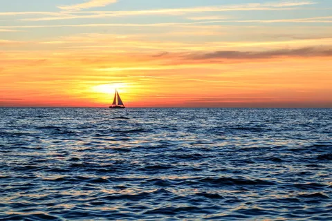 帆，日落，海，水，海洋，旅行，黄昏，加勒比海