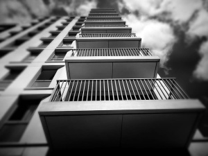 黑白、城市、天空、天际线、建筑设计、建筑、阳台、黑白