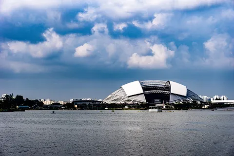 建筑，建筑，歌剧院，灯光，多云，国家体育场，江景，高清