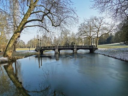 桥梁、冬季、水、冰、海峡、法国、反射、霜冻