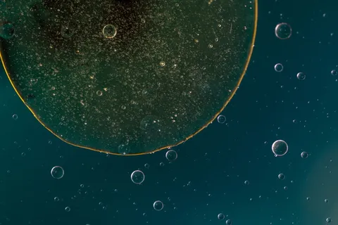 水中油, 油眼, 液体, 摘要, 质地, 宏观, 油, 关闭 水中油, 油眼, 液体, 摘要, 质地, 宏观, 油, 关闭