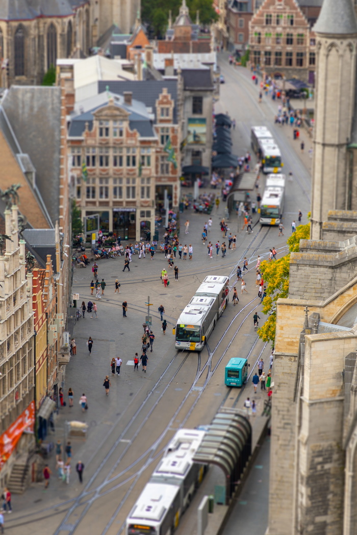 tiltshift，tiltshift，根特，佛兰德斯，比利时，城市，旅游，公共汽车