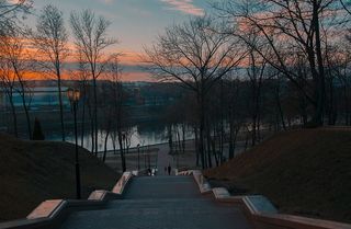 城市，风景，自然，天空，蓝色的花朵，矢车菊，黑暗，夜晚