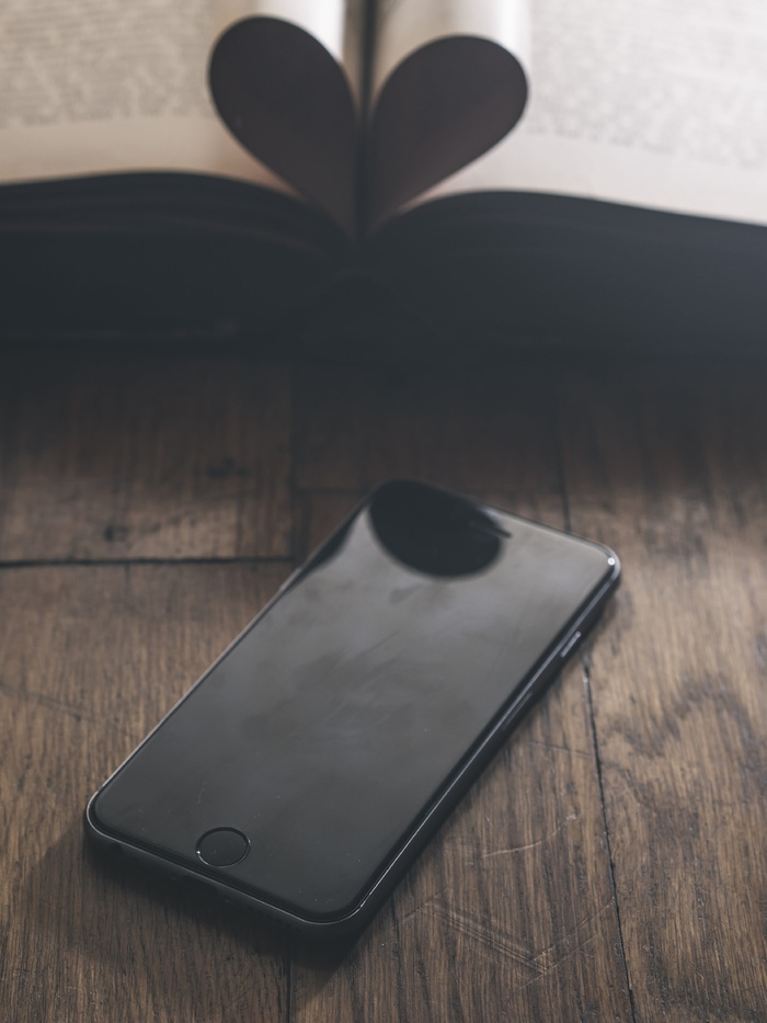 空格，灰色，iphone 6，翻转，棕色，木制，桌子，爱