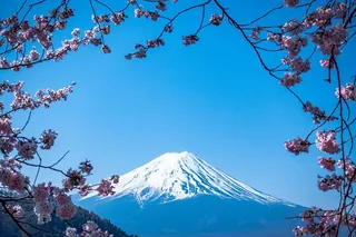 富士山，日本，高山，高地，蓝色，天空，山顶，山脊，风景