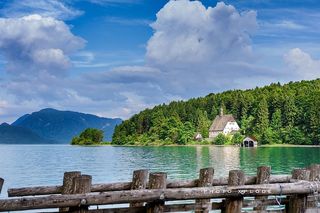 天空，假期，水，云，云，日光，篱笆，田园诗