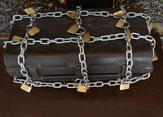 棕色箱子，结实箱子，链条，锁，箱子，结实，挂锁，安全