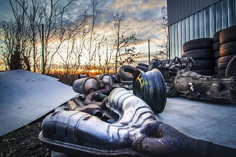 日落，云朵，多云，工业，汽车，汽车，机器，日出