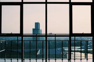 现代、建筑、办公、城市、建筑、商业、玻璃、窗户