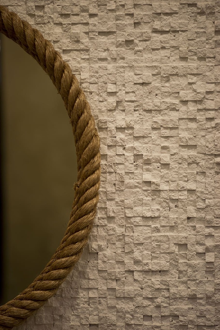 圆墙镜，棕色，绳框，镜子，墙壁，装饰，美丽，反射