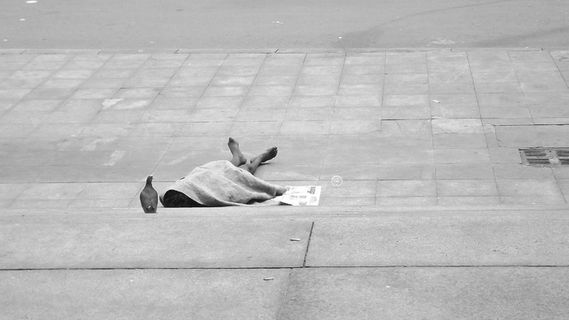 乞丐，历史中心，圣保罗，市政剧院，熟睡，全长，一只动物，放松