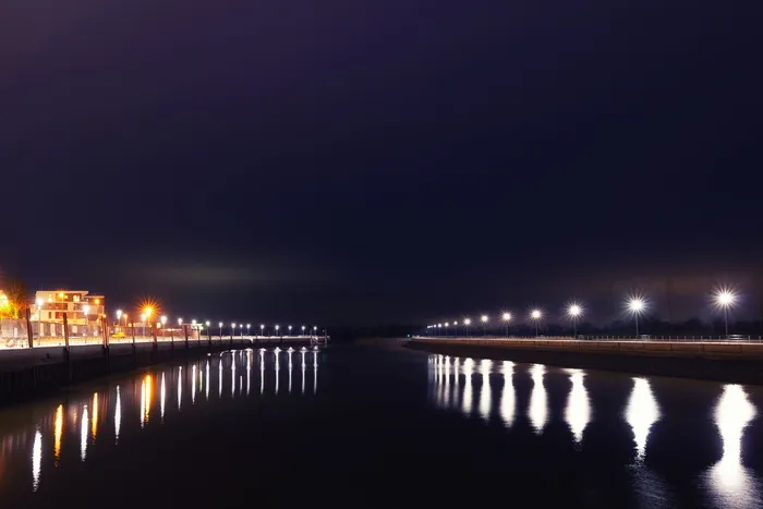 水域、日落、大桥、黎明、黄昏、韦德尔、港口、夜晚