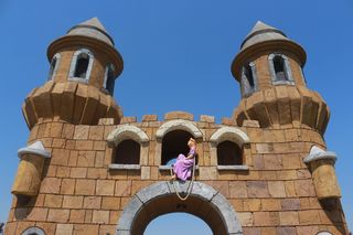 长发公主，塔，门，石头，建筑，天空，紫色，童话