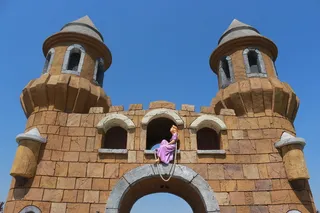 长发公主，塔，门，石头，建筑，天空，紫色，童话