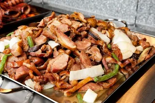 红肉菜、鸭肉、食品、热的、肉、亚洲、烤的、食品和饮料