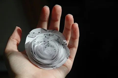 工艺，纸，艺术，手工制作，花，纸花，工艺，乐谱