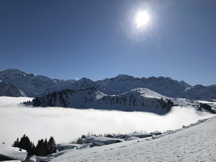 山，雪，冬天，全景，天空，风景——自然，自然之美，宁静的景色