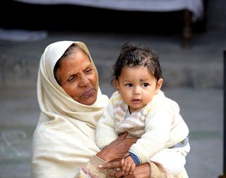 祖母, 祖父母, 孩子, 女人, 老, 老人, 人, 爱