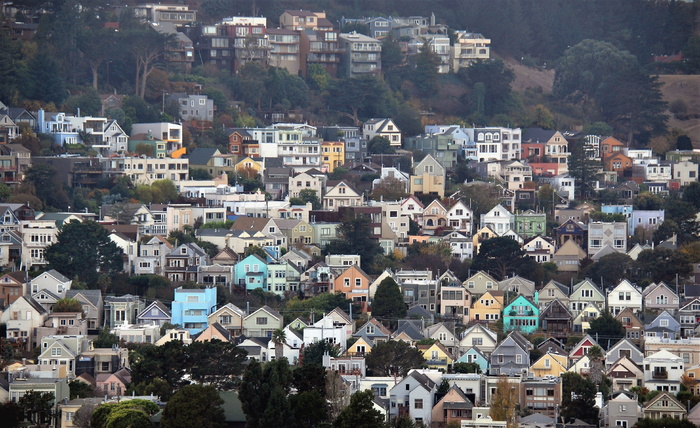 旧金山, 伯纳尔高地, 美国, 城市, 邻域, 维多利亚人, 市容, 拥挤