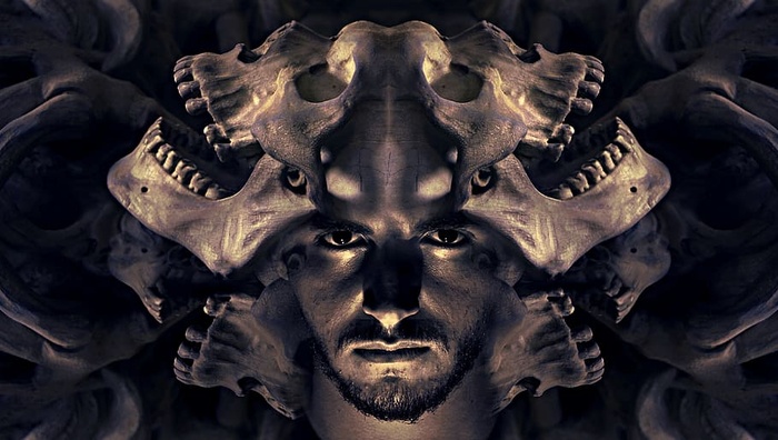 胡子，男人，旁边，人类，头骨，幻想，肖像，头骨和交叉骨