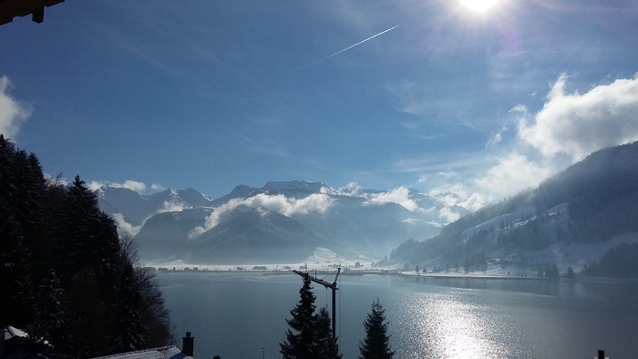 湖，einsiedeln，sihlsee，bergsee，水，山，天，风景-自然