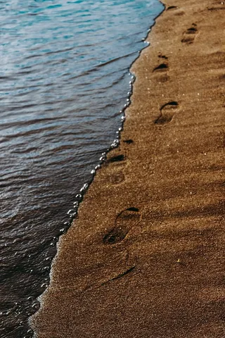 足迹，沙子，水，佳能，高清，蓝色，高清墙纸，墙纸