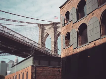 纽约，布鲁克林，小飞象，旅行，建筑结构，建筑外观，低视角