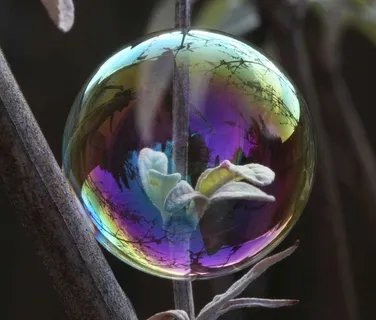 绿色、树叶、内部、气泡、肥皂泡、光线、反射、微光