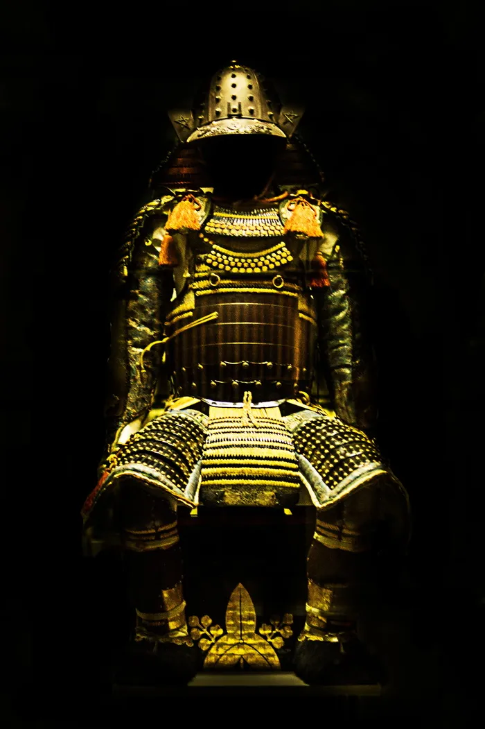 黄色武士盔甲，奥斯曼，金色，雕像，武士，盔甲，金色，没有人