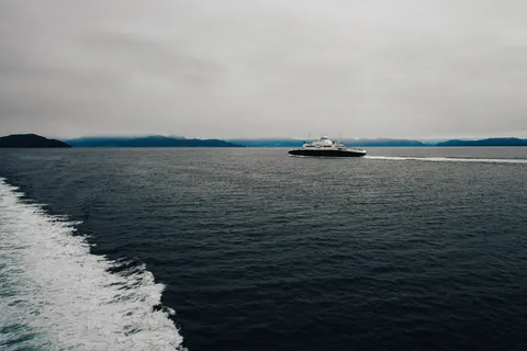 挪威，斯塔万格，山脉，渡轮，极小，灰色，海洋，风景