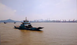 中国，长江，轮渡服务，船舶，工业区，棕色水域，航海船舶，水域