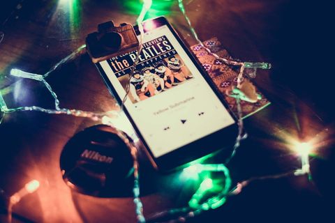 披头士，音乐，智能手机，手机，灯光，披头士，没有人，特写
