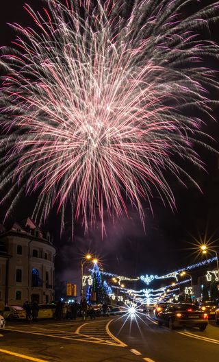 照明, 议案, 夜, 烟花, 交通, 架构, 长时间曝光, 建筑外观