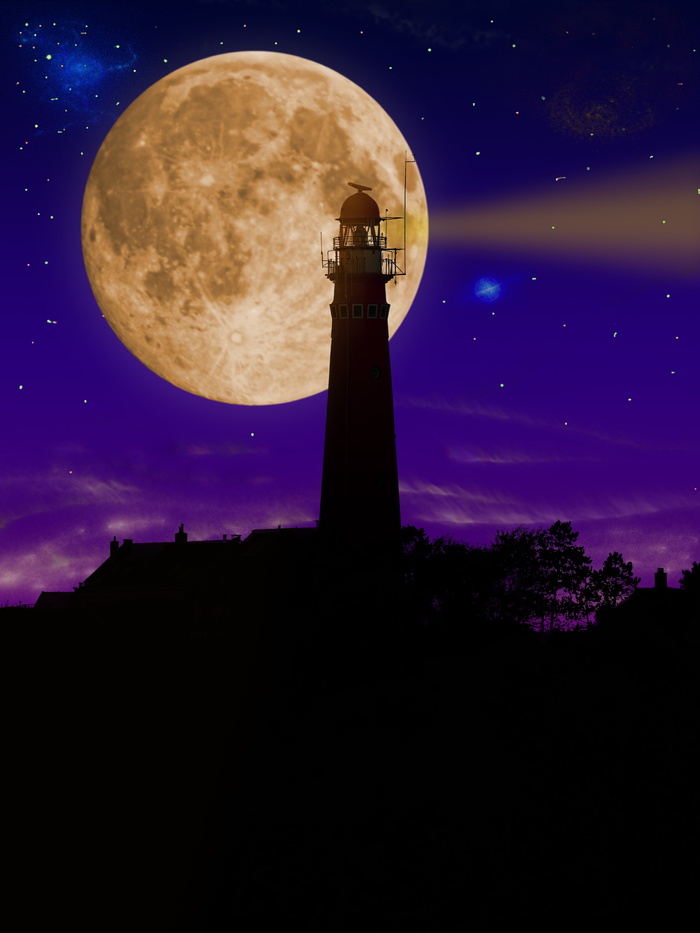夜间灯塔，灯塔，夜晚，塔，照明，心情，建筑，灯塔