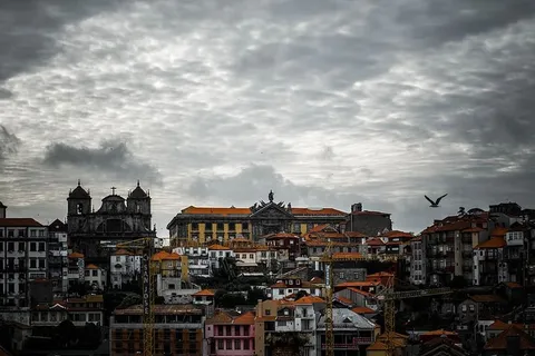 葡萄牙、波尔图、建筑、惊艳、杰作、橙色、lanscape、城市