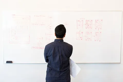 站在白板前的男子 站在白板前的男子