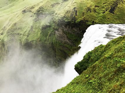 自然，瀑布，水，绿色植物，悬崖，自然之美，风景-自然，长时间曝光