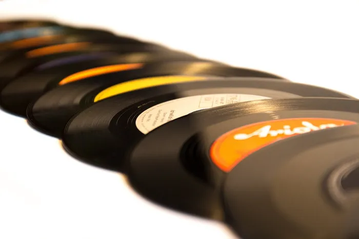 乙烯基唱片，白色，表面，唱片，音乐，色调，跳蚤市场，垃圾