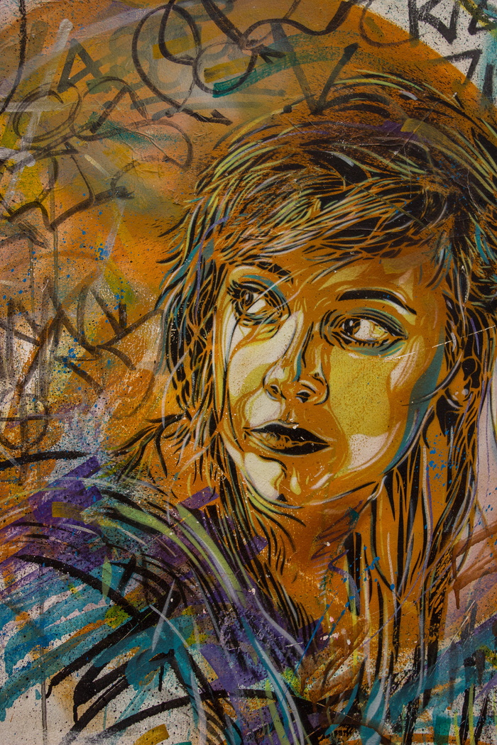 多色，插画，女人，街头艺术，伦敦，肖尔迪奇，东区，街头