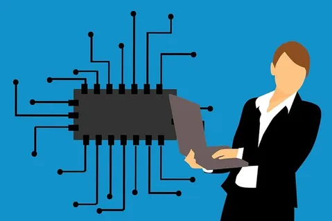 微处理器设计工程师的插图。