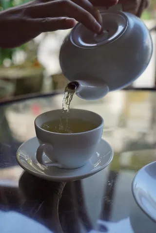 人员、倒酒、饮料、茶壶、马克杯、T恤、茶包、热水