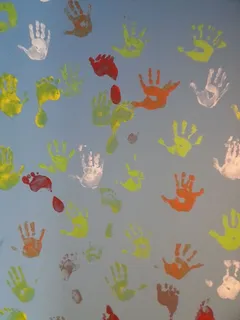 手，反射手，绘画，跟随手，没有人，室内，图案，艺术和工艺